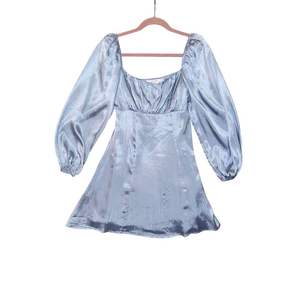 ASTR the label ice blue long sleeve mini dress small dance banquet party holiday